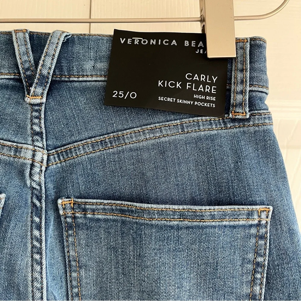 Veronica Beard Carly High Rise Cropped Kick Flare Jeans Women's 25 Sierra